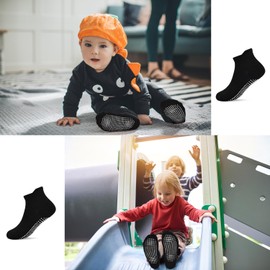 ELUTONG Toddler Non Slip Ankle Socks 12 Pairs with Non Skid Grip Socks for 1-7T Baby Boys Girls Kids