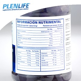 PLENLIFE - Multivitamínico en Gomitas - Suplemento sin Azúcar Sabor Mora Azul - Frasco con 50 Gomitas / 240 Gramos