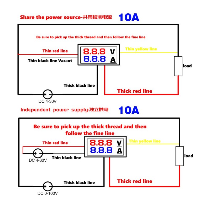 10 Pcs DC 100V / 10A Voltmeter, diymore Voltmeter Ammeter