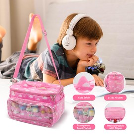 Taladad for Tonies Carrying Case, Toniebox Case for Tonies Figures,Tonie Characters, Tonies Storage and Organizer with Shoulder Strap,Tonies Box Starter Set,Tonies Headphones Bag (Pink Rainbow)