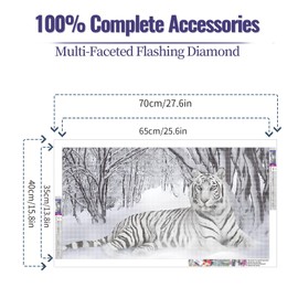 YALKIN DIY Diamond Painting Kits for Adults, 5D Animal Tiger Large Diamond Art with Round Drills Full Drill Gem Big Painting Set for Home Wall and Gifts 16 x 28 inch (40x70CM)