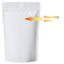 12oz Coffee Bags 100 Pieces - High Barrier White Kraft Paper Stand up Ziplock Pouches Bags with Valve & Zipper (100 Pcs, 12 Ounce/340 Gram/0.75 lb)