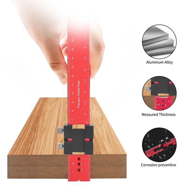 300mm Woodworking Scribing Ruler Aluminum Alloy Woodworking Pocket Slide Stop