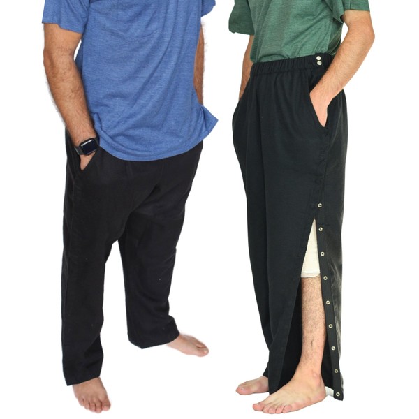 Inspired Comforts Men's/Unisex Tearaway Post Surgery Recovery Pajamas with Pockets
