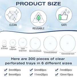Wesiti 300 Pcs Clear Piercing Disc for Piercing Bump 3/5/7/9/11/13 mm Earring Backs Earring Supports for Heavy Earrings Plastic Discs Pads Stabilizer Piercing Cover Earlobe Support Patches, 6 Sizes
