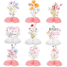 lasuroa 9pcs Flower Honeycomb Centerpieces, Baby Shower Table Decorations for Wildflower Theme Floral Table Toppers Birthday Party Supplies