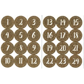 Advent Stickers 1-24 Gold Glitter Numbers Christmas Advent Calendar Xmas Crafts DIYT511