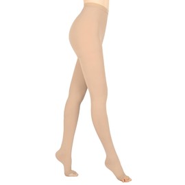 Evolyline Medical Compression Tights Women Men Long 15-20 mmHg Class I Graduated Compression Stockings Support Stockings Open Toe for Pregnancy Varicose Veins Edema Lipedema, beige, 3 XL
