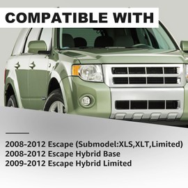 Headlights Assembly Compatible With 2008 2009 2010 2011 2012 Ford Escape XLS XLT Limited Hybrid Chrome Headlamp Replacement Driver & Passenger Side