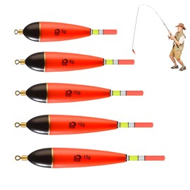 WQNNQW Luminous Float Fishing Floats Set of 5 Plastic Fishing Floats for Pike Perch Carp Perch 5g 8g 10g 12g 15g