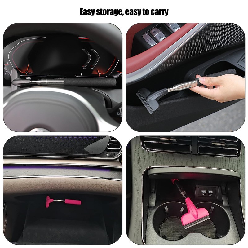 2Pcs Car Window Mini Squeegee, Portable Tiny Car Side Mirror