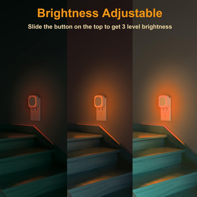 YUNLEX 2 Pack Plug in Dimmable Amber Night Light, Auto