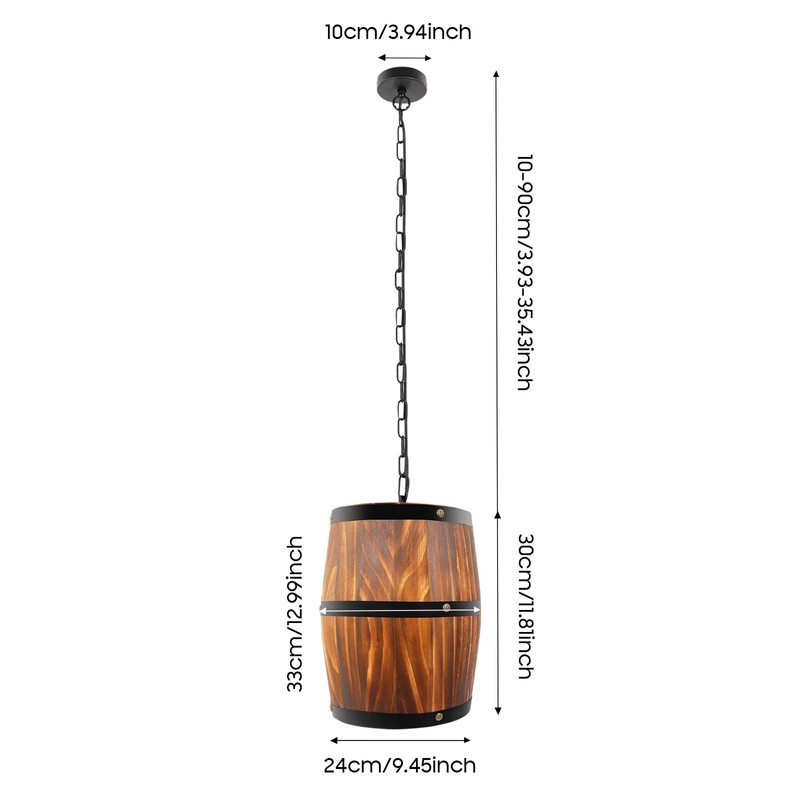 Hanging Light Wine Wood Barrel Pendant Light Fixture Ceiling Lamp