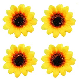 Yansanido 100 Pcs 2.8 Inch (7cm) 2 Layer Petals Artificial Sunflower Heads for Home, Office and Wedding Decoration