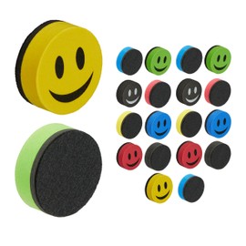 Relaxdays Sponge Set of 20 Magnetic Sponge Round School and Office H x Diameter 2 x 5 cm Whiteboard Wiper EVA Colourful