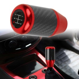JK Racing Inc Brand New Universal 5 SPEED Red Real Carbon Fiber Racing Gear Stick Shift Knob