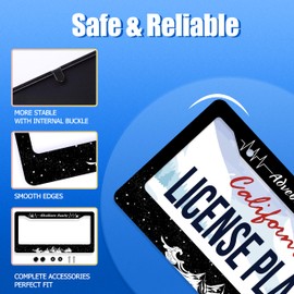 Advebture Awaits License Plate Frame Mountain Waves Forest License Plate Stainless Steel Rust-Proof Metal Funny License Plate Holder Car Accessory With Screws Car Decoration 12.3" x 6.3" For Men Women