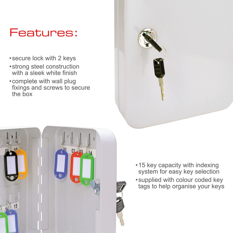 Burg Wachter KC15 Wall Mounted Steel Key Cabinet, Grey, 160x200x60mm