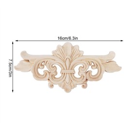 2Pcs Wood Carved Applique Onlay, Long Onlay Applique Carving Unpainted Furniture Decoration, Attached to Furniture, Door, Cabinet, Window(16 * 7.5CM)