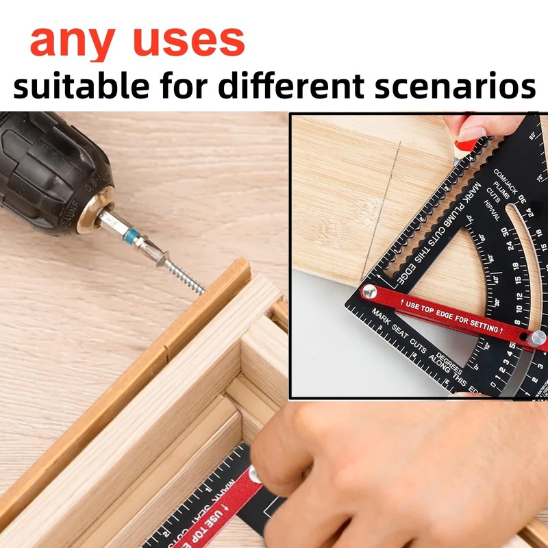 NORTOOLS Carpenter Square 7 inch,Adjustable Rafter Framing Square Tools,T Square