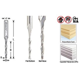Amana Tool 46278 - Espiral de corte cuadrado de carburo sólido CNC de espuma de corte en espiral de 3/8 de diámetro x 3-1/2