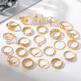 Gold Stacking Rings - 23PCS Gold Rings for Women, Rings Gold, Gold Ring Set, Stacking Rings Jewellery, Ring Sets for Women, Gold Stacking Rings Set for Women, Vintage Rings, Knuckle Rings for Women
