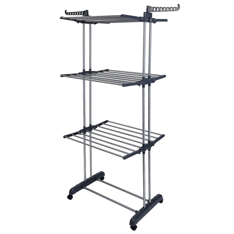 Dual Side Wings Rolling Collapsible Clothes Drying Rack Laundry Dryer