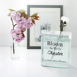Bright Aura - Acrylic Book Vase - Clear Rectangular Vase - Modern Style - Transparent Color - Perfect for Flowers or Decor - 8.5 x 10.16 x 10.16 inches