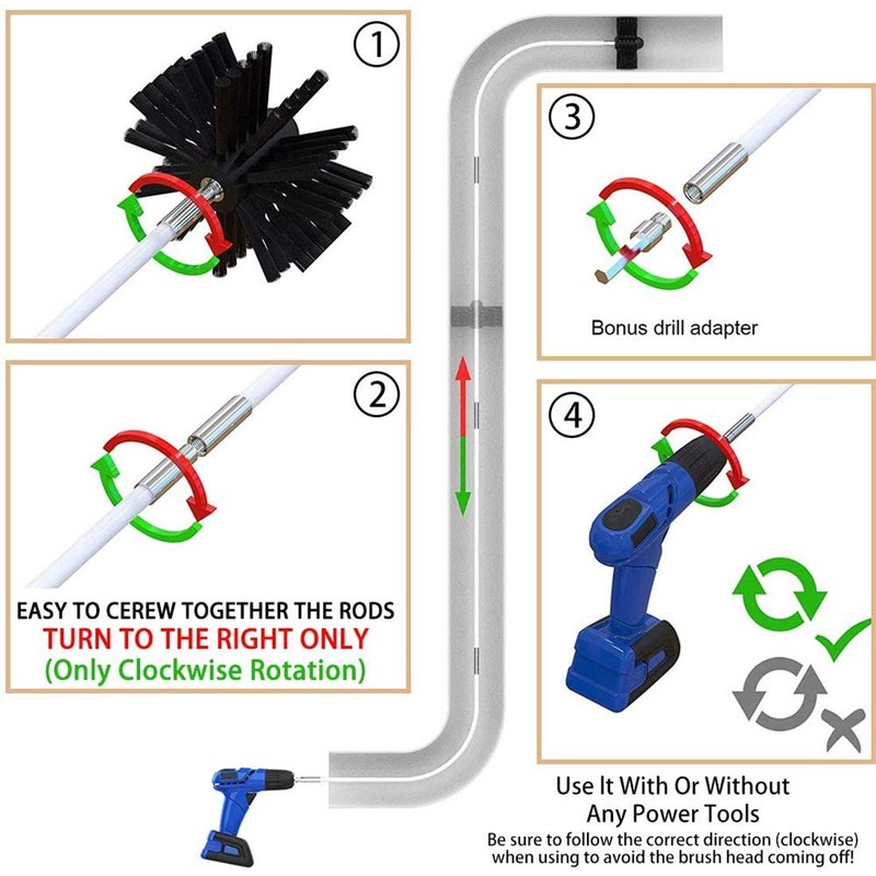 VANPEUSO 20-Feet Dryer Vent Cleaner Kit with Drill Attachment and