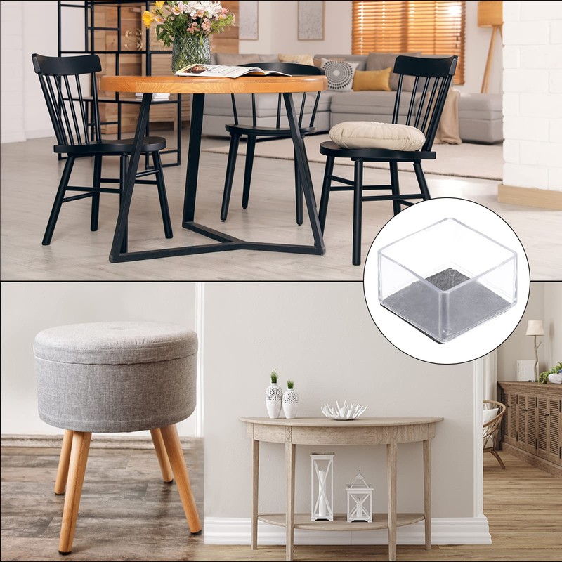 sourcing map Chair Leg Floor Protectors, 8Pcs Square PVC &