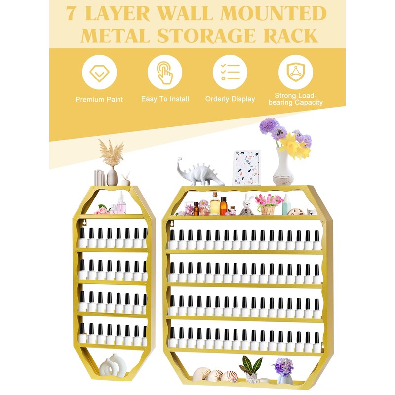 EBANKU Hexagon Nail Polish Racks Heavy Duty Nail Shelfs for