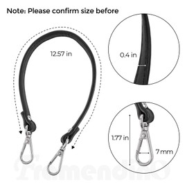 Framendino, 2 Pack Black Purses Leather Replacement Handles Straps Handbags Bag Strap with Silver Swivel Lobster Buckles