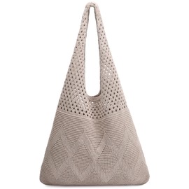 EIMMBD Crochet Bags for Women Beach Totes Bags Aesthetic Summer Tote Shoulder Hippie Bag Knit Bag (A-Light Khaki)