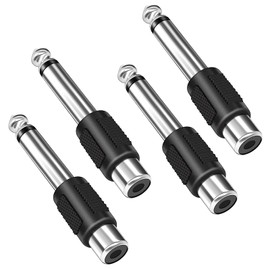 Audio Adaptor 6.35 mm, RCA to 6.35 mm Jack Audio Adapter, Mono Jack Male to RCA Female, Jack Plug for Amplifier, Speaker, Instruments, Home Theatre Pack of 4