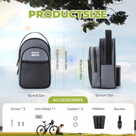 ROCKBROS Bike Handlebar Bag Large Capacity Bike Front Bag Cycling Handlebar Bag for Bicycles Folding Bikes Mountain Road Bikes Approx. 1.10L for Storage