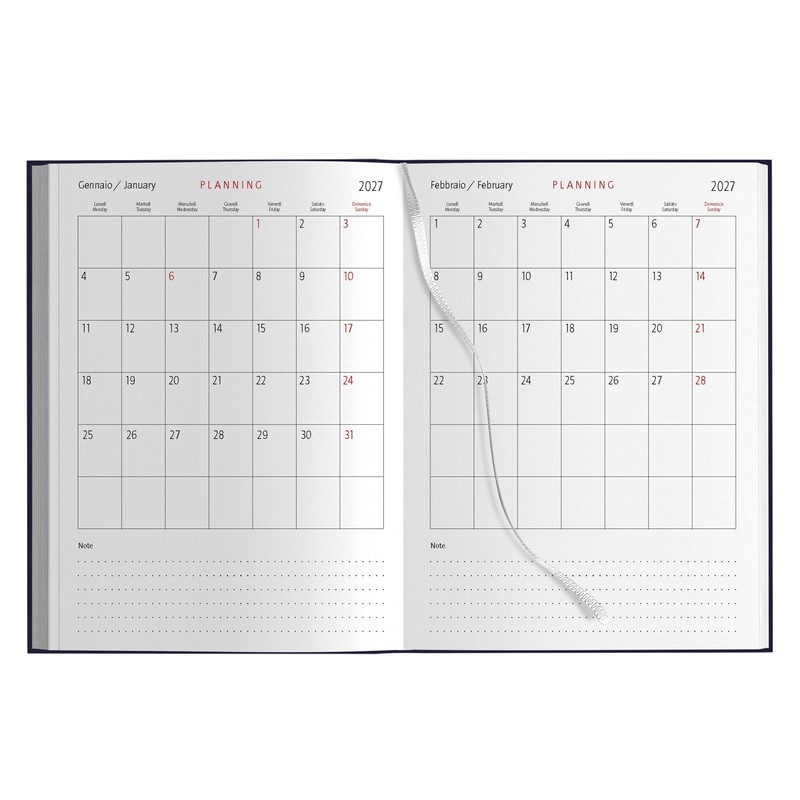 Agenda Giornaliera 2027 A5 15x21cm Copertina Gommata Blu