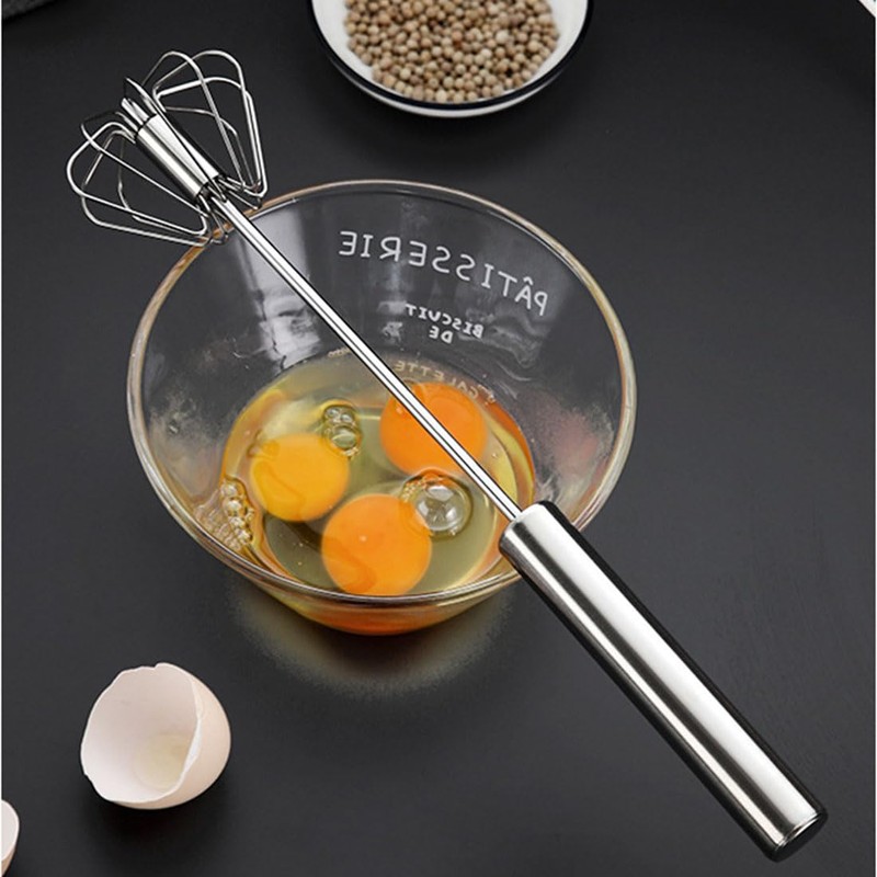 Egg Whisk Stainless Steel - Hand Push Whisk Egg Blender