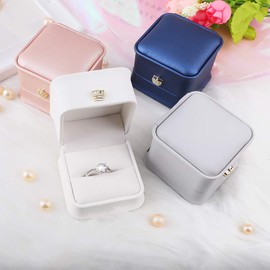 Rolin Roly 2pcs Jewellery Box PU Leather Gift Boxes Jewellery Gift Box Organiser Engagement Ring Necklace Bracelet Wedding Ring Mother's Day Valentine's Day (Small Pendant Box)