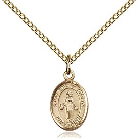 Bonyak Jewelry Saint Medal Collection Gold Filled St. Nino de Atocha Pendant 1/2 x 1/4 inches with Gold Filled Lite Curb Chain