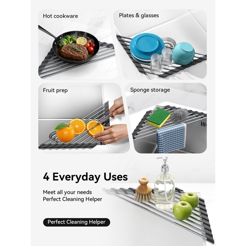 SUNLY Roll Up Dish Drying Rack, Over The Sink Dish