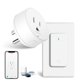 WiFi Smart Outlet Plug with Remote,GreenCycle Electric Smart Plug with Remote,Compatible with Alexa and Google Home via Tuya,15A/1500W，Remote Control from Anywhere,TUV FCC List(2.4G)