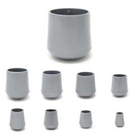 14mm Rubber Feet, Grey Tube End Caps, Pack of 4 Ferrules for Furniture & Chair Legs - Made in Germany (See Second Image for Ordering Guide)