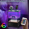 Jubeoyey Night Stand with Charging Station, Bedside Table with Adjustable