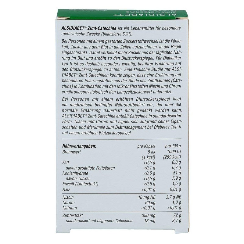 ALSIDIABET Cinnamon Catechine for Diab Type II Capsules Pack of