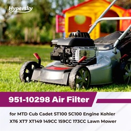 Hypersky 951-10298 Air Filter with Pre Filter for MTD Cub Cadet ST100 SC100 Engine Kohler XT6 XT7 XT149 149CC 159CC 173CC Lawn Mower Replace 951-10298 951-14632 14 083 01-S