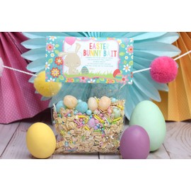 Amanda Creation Easter Bunny Bait Bag Toppers for Party Favor Treat Bags, Set of 20 Bag Toppers With 20 Self-Adhesive Bags Also Included