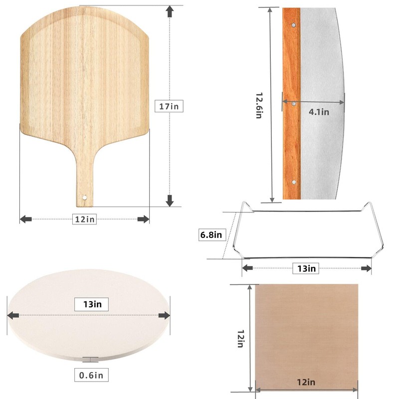 5 PCS Round Pizza Stone Set, 13" Pizza Stone for