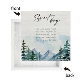 Qvapt Sweet Boy Wooden Box Sign,Inspirational Wooden Box Sign For Boy's Gift,Nursery Boy's Bedroom Desk Decor,Forest Nursery Decor