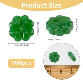 DICOSMETIC Pack of 100 Lucky Clover Beads St. Patrick's Day Beads 10 mm Faceted Glass Beads Sea Green Craft Beads for Necklaces Bracelets Jewellery Making Hole: 1 mm
