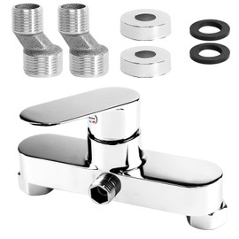 LOMUG Shower Mixer Tap Silver Single Lever Mixer Tap with Ceramic Valve Core Easy Connection to Standard Shower Hose Chrome Tap G ½ Spout